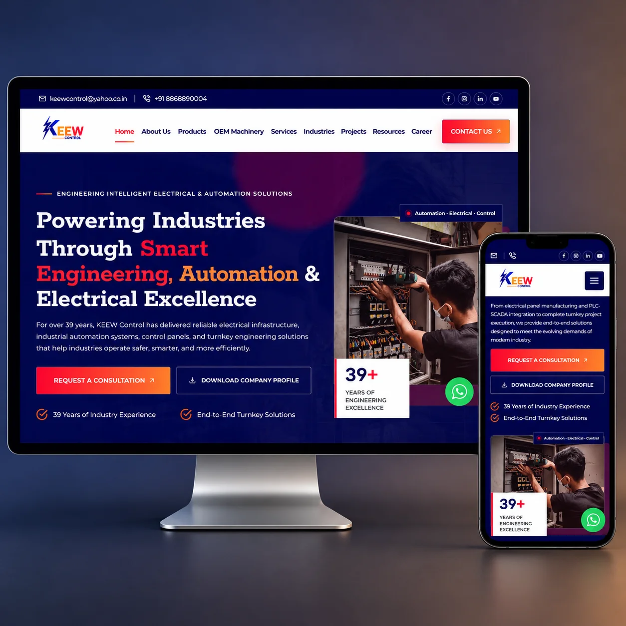 Keew Control website preview